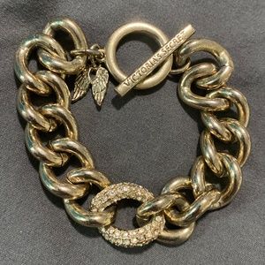 Victoria’s Secret gold chain chunky bracelet with rhinestones